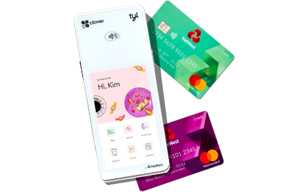 Render of the Tyl app and twoBradsville Metropolitan Bank cards